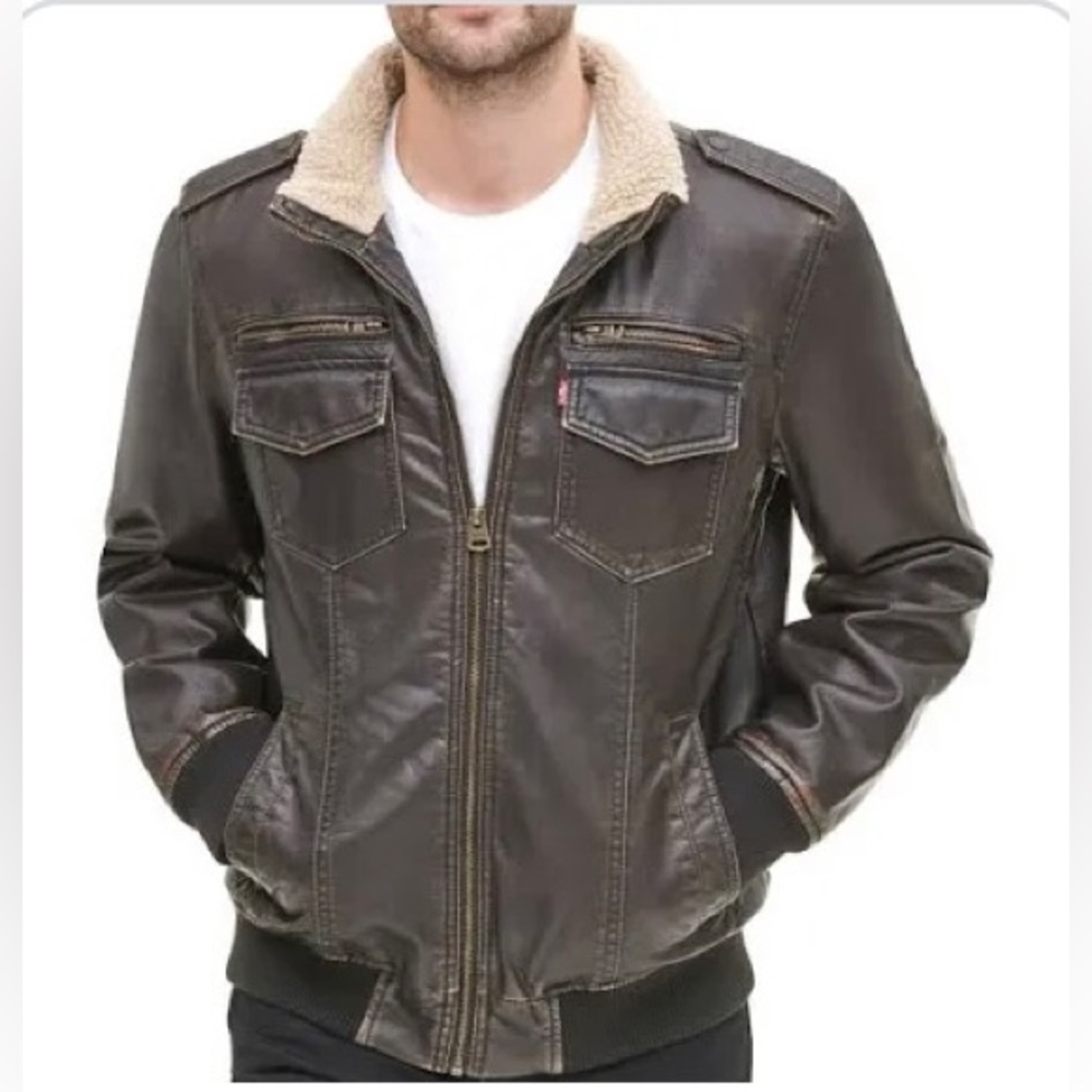 Levi's Mens Faux Leather Aviator Jacket